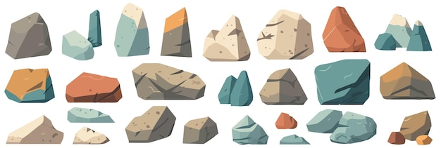 Afbeelding van verschillende stenen Set van geïsoleerde stenen voor uw ontwerp Vectorillustratie
