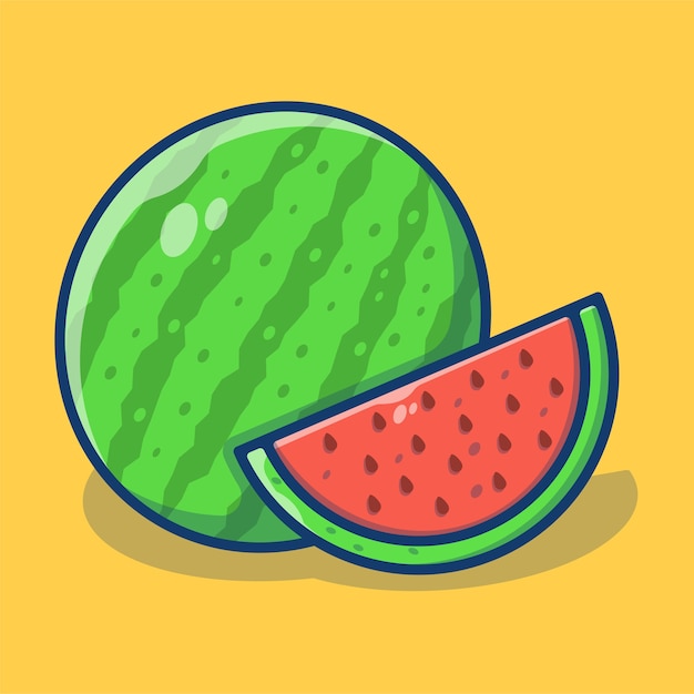 Afbeelding van watermeloen vers fruit. Vers Fruit Icon Concept. Flat cartoon stijl