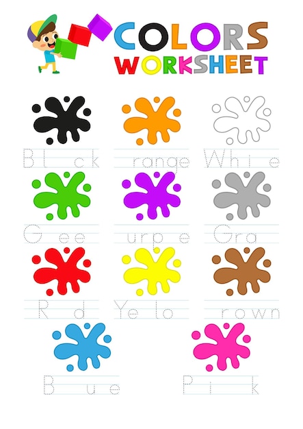 Afdrukbaar kleurenwerkblad voor kinderen kleurafstemmingspagina kleuren kruiswoordpuzzel