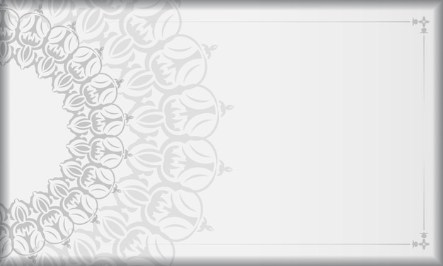Afdrukbare achtergrond ontwerpsjabloon met vintage ornament. witte vectorbanner met mandala-ornamenten voor uw logo.