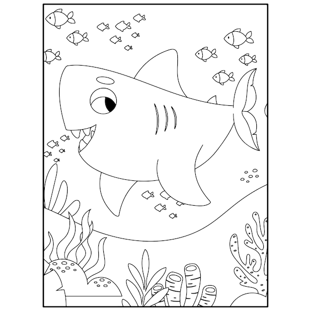 Afdrukbare Haai Kleurplaten Voor Kinderen Premium Vector