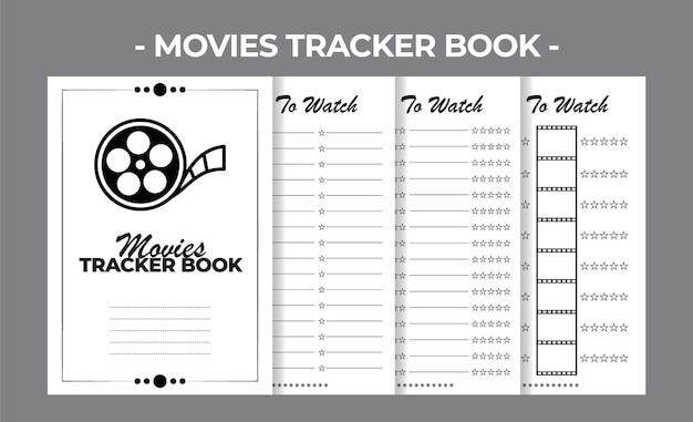 Afdrukbare KDP Movies Tracker Boek Vector Ontwerpsjabloon