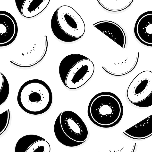 Afdrukontwerp vectorillustratie van zwarte en witte kiwi op witte achtergrond Naadloze patroon met