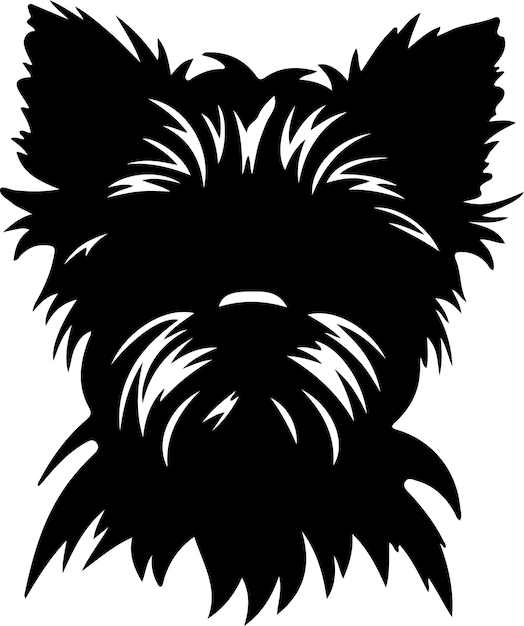 Vector affenpinscher puppy black silhouette with transparent background