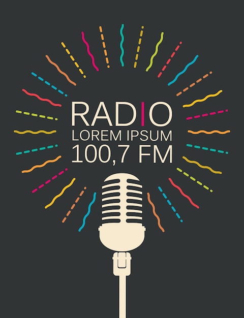 Affiche voor radiostation met microfoon