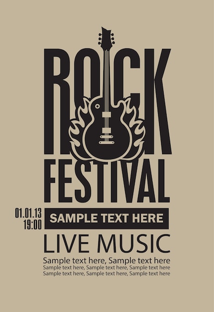 affiche voor rockfestival met gitaar