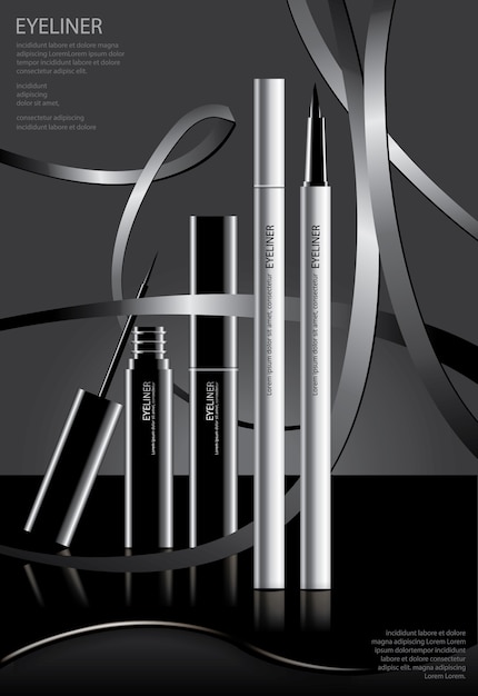 Affichecosmetische Eyeliner met de Verpakking van Vectorillustratie