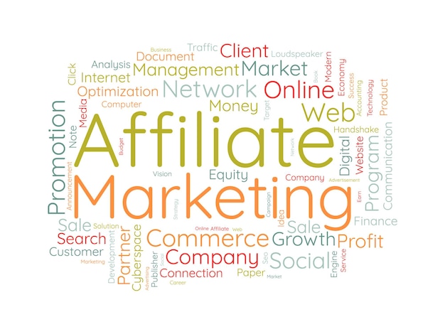 Vector affiliate marketing woordwolk sjabloon bedrijfsmodel concept vector achtergrond