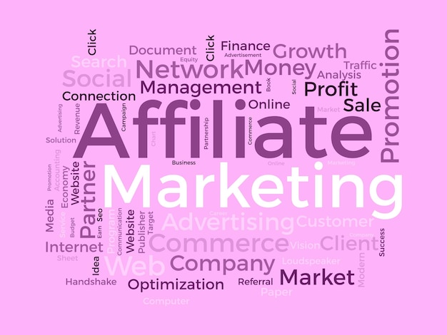 Vector affiliate marketing word cloud template business model concept vector background