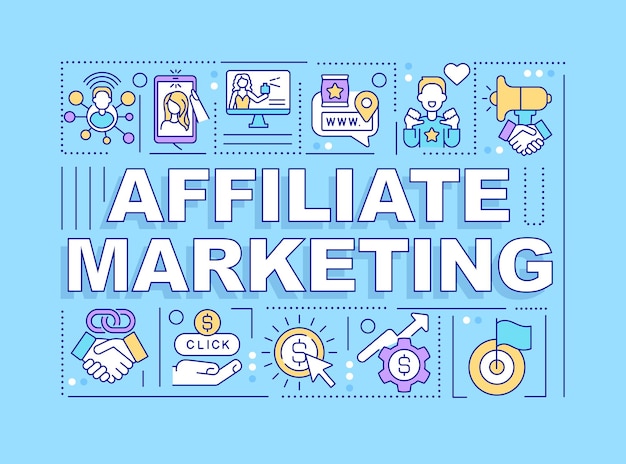 Affiliate marketing word concepts blue banner