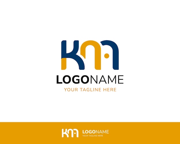 Afgerond KM of KMA Letter Logo Design