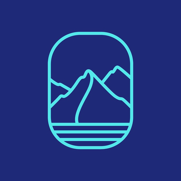 Afgeronde badge moderne ijsberg berg ijswater koude minimale lijn logo ontwerp vector