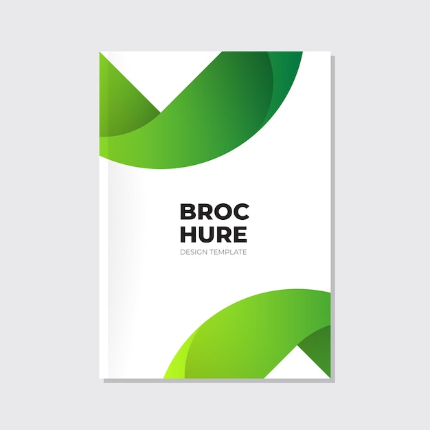 Afgeronde dynamische groene boogvormen op een witte omslag van een brochure