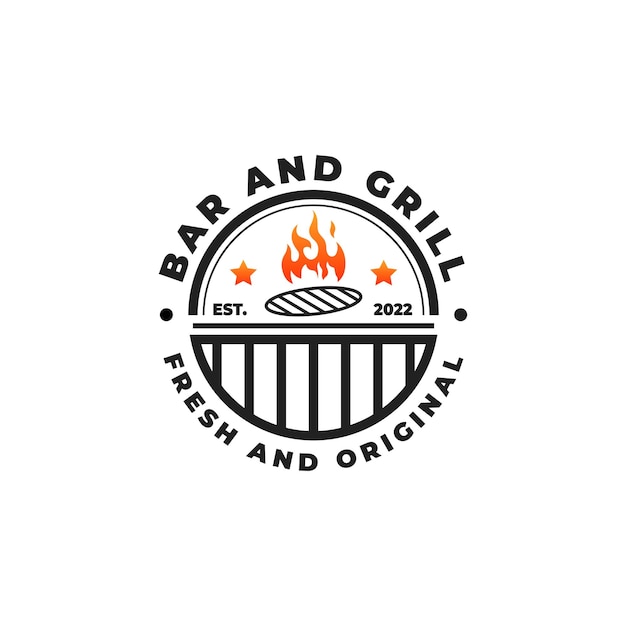 Afgeronde vorm grill en bar logo ontwerp