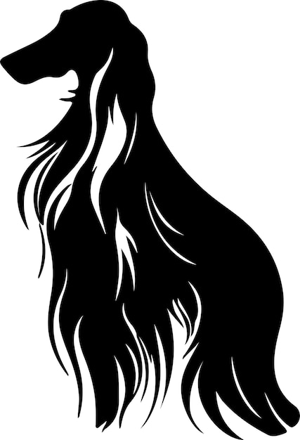 Afghan Hound black silhouette with transparent background