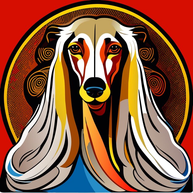 Vector afghan hound dog illustration