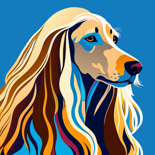 Vector afghan hound dog illustration