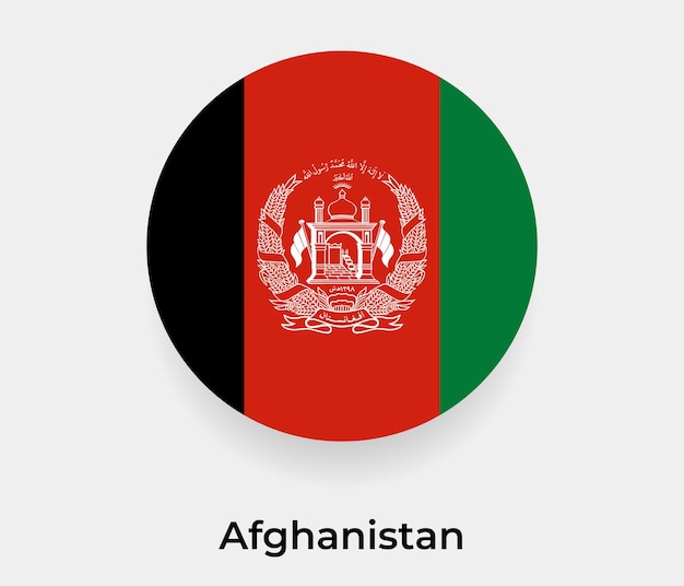 Флаг афганистана пузырь круг круглой формы значок векторные иллюстрации