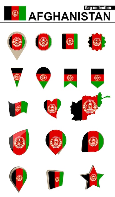 Afghanistan Flag Collection Grote set voor design