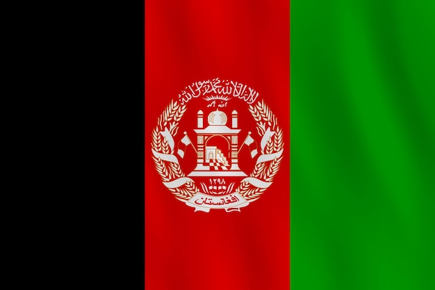Флаг Афганистана с развевающимся эффектом, официальная пропорция.