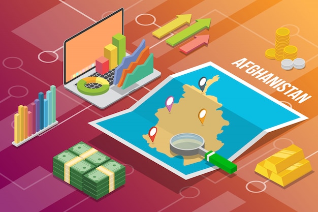 Afghanistan isometric business economy growth country