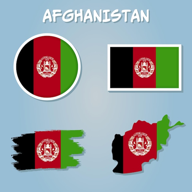 Vector afghanistan-kaart op een wereldkaart met vlag en kaartaanwijzer vectorillustratie