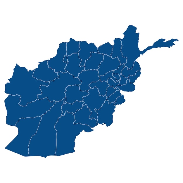 Карта Афганистана в административных провинциях синим цветом