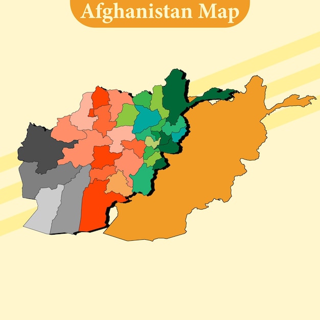 ベクトル アフガニスタンの地図 ベクトル 地域と都市の線と すべての地域を満たす
