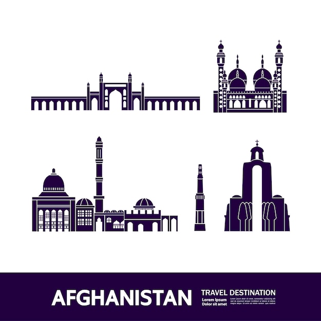 Afghanistan reisbestemming grote illustratie.