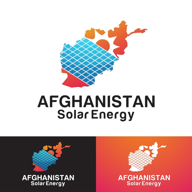 Modello di progettazione del logo a energia solare dell'afghanistan