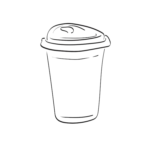 Afhaal ijskoffieglas illustratie vector met de hand getekend geïsoleerd op witte achtergrond lijn kunst