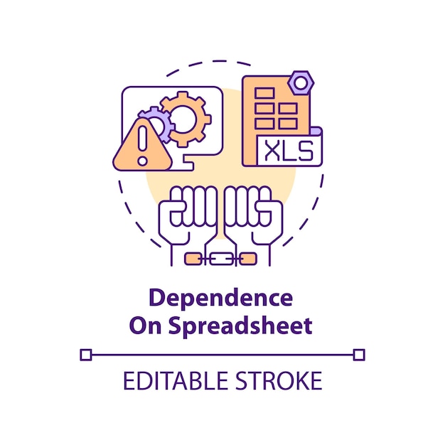 Afhankelijkheid van spreadsheet concept icoon