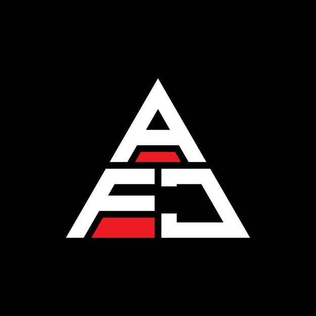 Треугольная буква AFJ дизайн логотипа с треугольной формой AFJ треугольная конструкция логотипа монограмма AFJ триугольный вектор логотипа шаблон с красным цветом AFJ трехугольный логотип простой элегантный и роскошный логотип