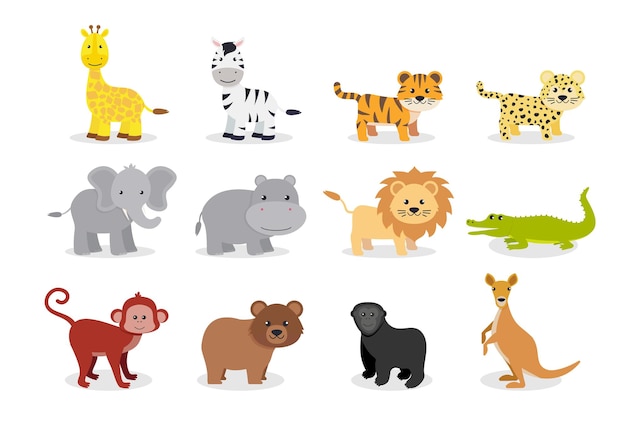 Africa animals set vector illustration in a flat style