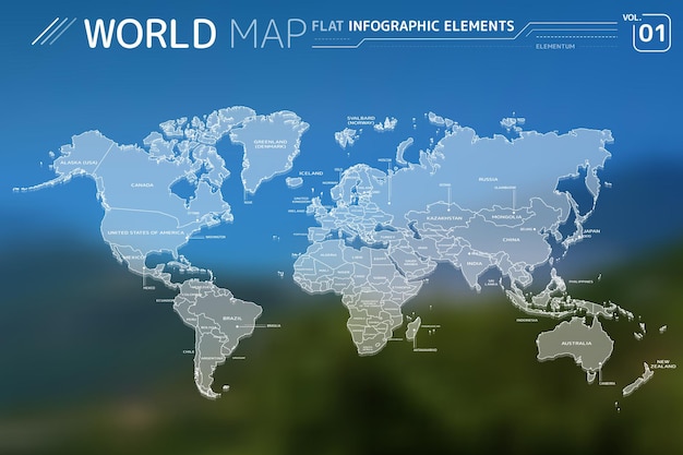 Africa asia europe north and south america australia and oceania vector maps