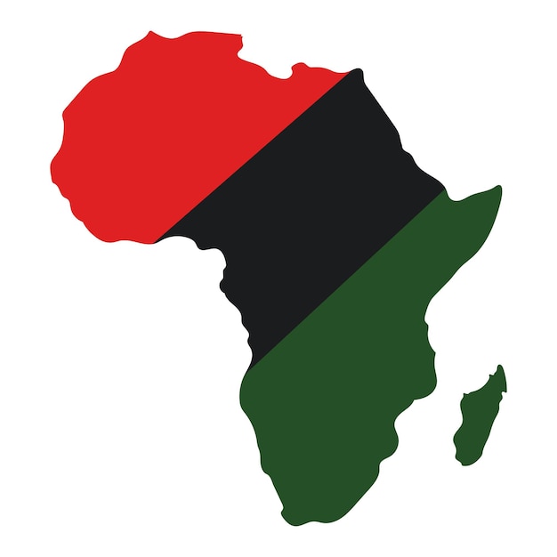 Vector africa continent colored in red black and green colors