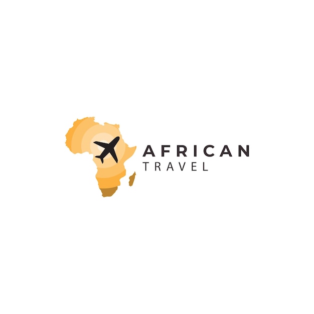 旅行休暇のロゴベクトルアイコンシンボルイラストデザインの飛行機とアフリカ大陸の地図