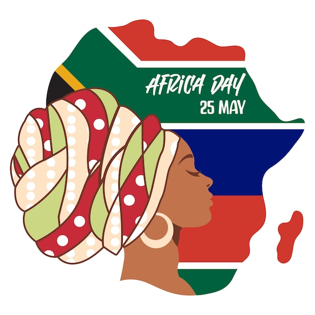 Vector africa day map with africa lady vector