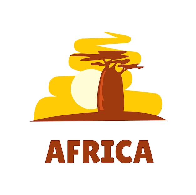 Vector africa icon adansonia baobab tree silhouette