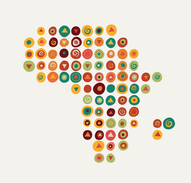 アフリカ-部族のパターンの地図イラスト