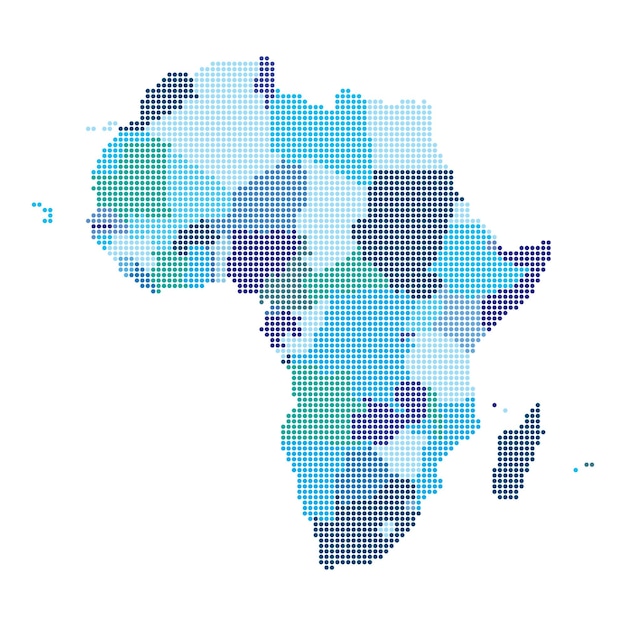 Africa map made from halftone dot pattern