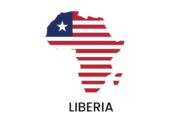 Mappa dell'africa con la bandiera della liberia.