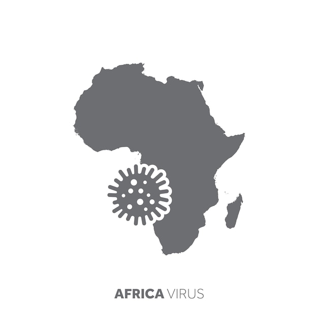 Mappa dell'africa con una malattia di un microbo virale e un focolaio di malattie