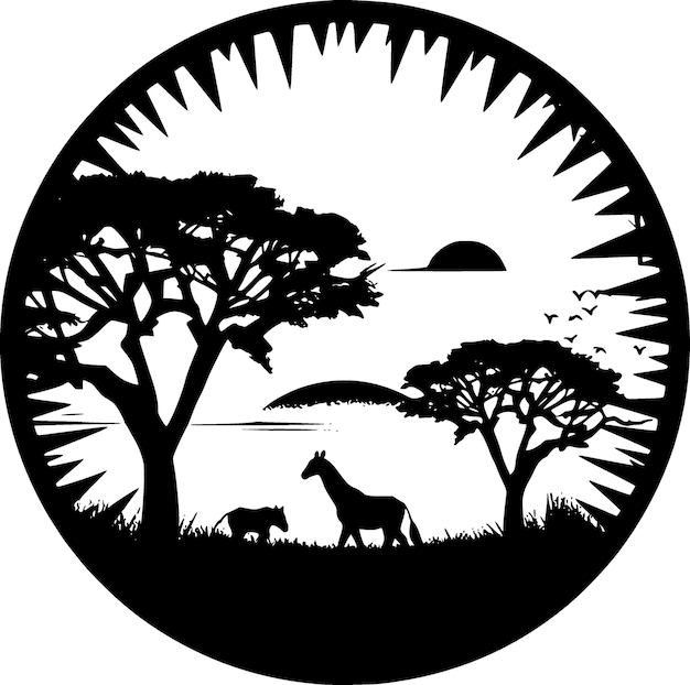 Africa minimalista e semplice silhouette illustrazione vettoriale