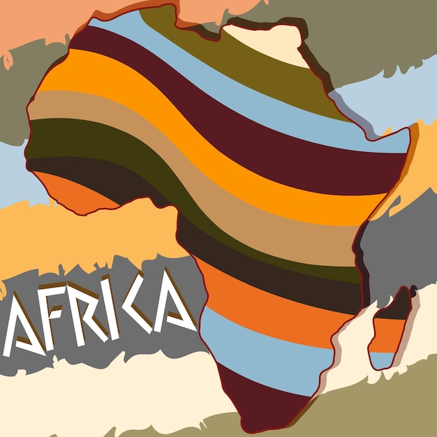 Africa patterned map with ethnic striped motifs. Vector Ethnic African continent.