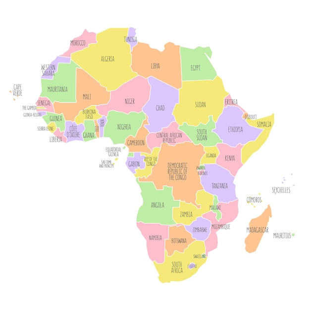 Mappa politica dell'africa bassa dettagliata