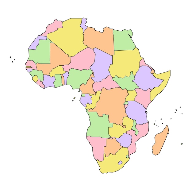 Vettore mappa politica dell'africa bassa dettagliata