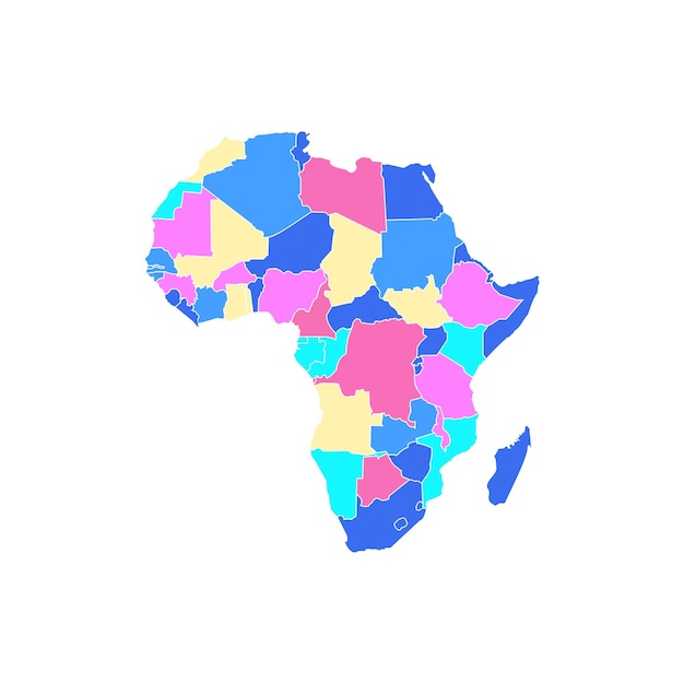 Africa regions political map with single countries United Nations geoscheme Northern Western