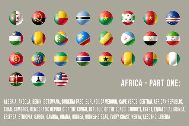 Vector africa round flags