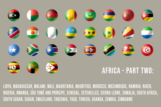 Africa round flags